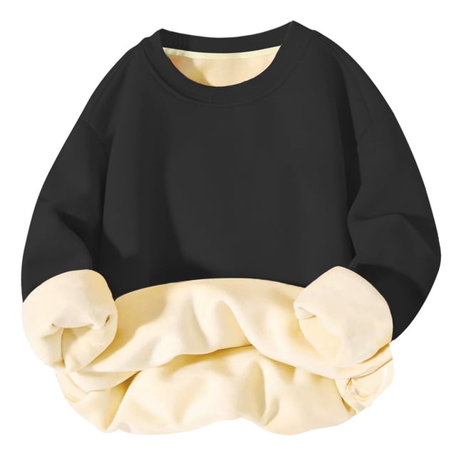 MEZZALL Sweat à Capuche Doublé à Manches Longues pour Garçons et Filles, Chaud pour l'Hiver, Noir, 7-8 Ans