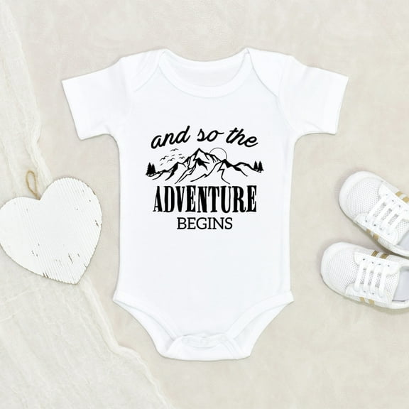 Adventure Hiking Clothes - And An Adventure Begins Baby Clothes - Baby Announcement Clothes