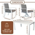 thumbnail image 3 of 7 Piece Patio Dining Set, Aluminum Outdoor Dining Set of 6 with Swivel Chair and Stackable Chair, Removable Thicker Cushion, 57-inch Rectangle Dining Table, Dining Bistro Sets - 2 Swivel + 4 Armchair, 3 of 3