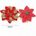 thumbnail image 3 of Cabeza de flor de Navidad con polvo de oro de simulación, flor falsa, corona de Navidad con polvo de oro de múltiples capas, decoración para árbol de Navidad, 3 of 6