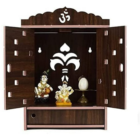 

bzfwm Wooden Temple Mandir Pooja Room Decor Office OR Temple puja mandir Brown