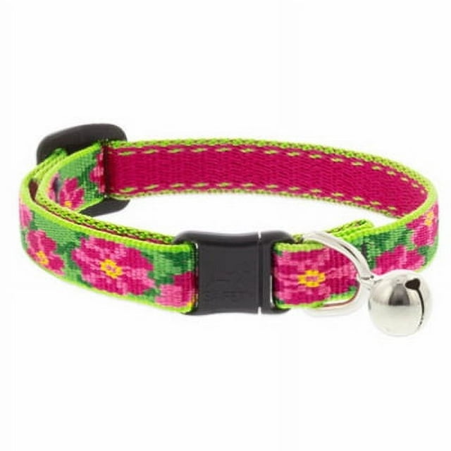 Adjustable Cat Collar With Bell, Breakaway Buckle, Petunias Pattern, 1/2 x 8 - 12-In. - 22227