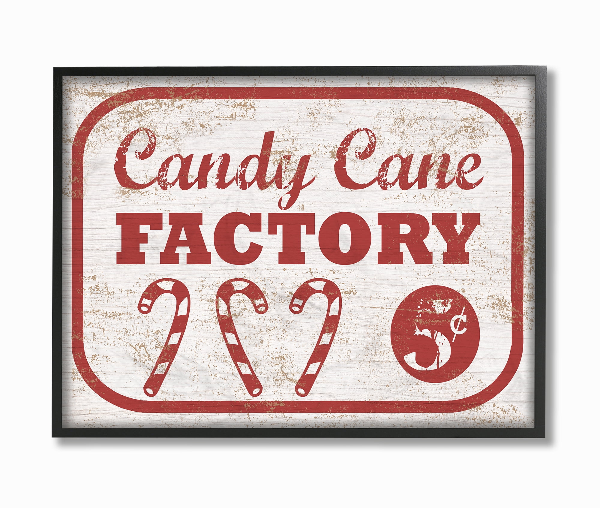 16 x 20 The Stupell Home Décor Collection Candy Cane Factory Vintage Sign Oversized Framed Giclee Texturized Art