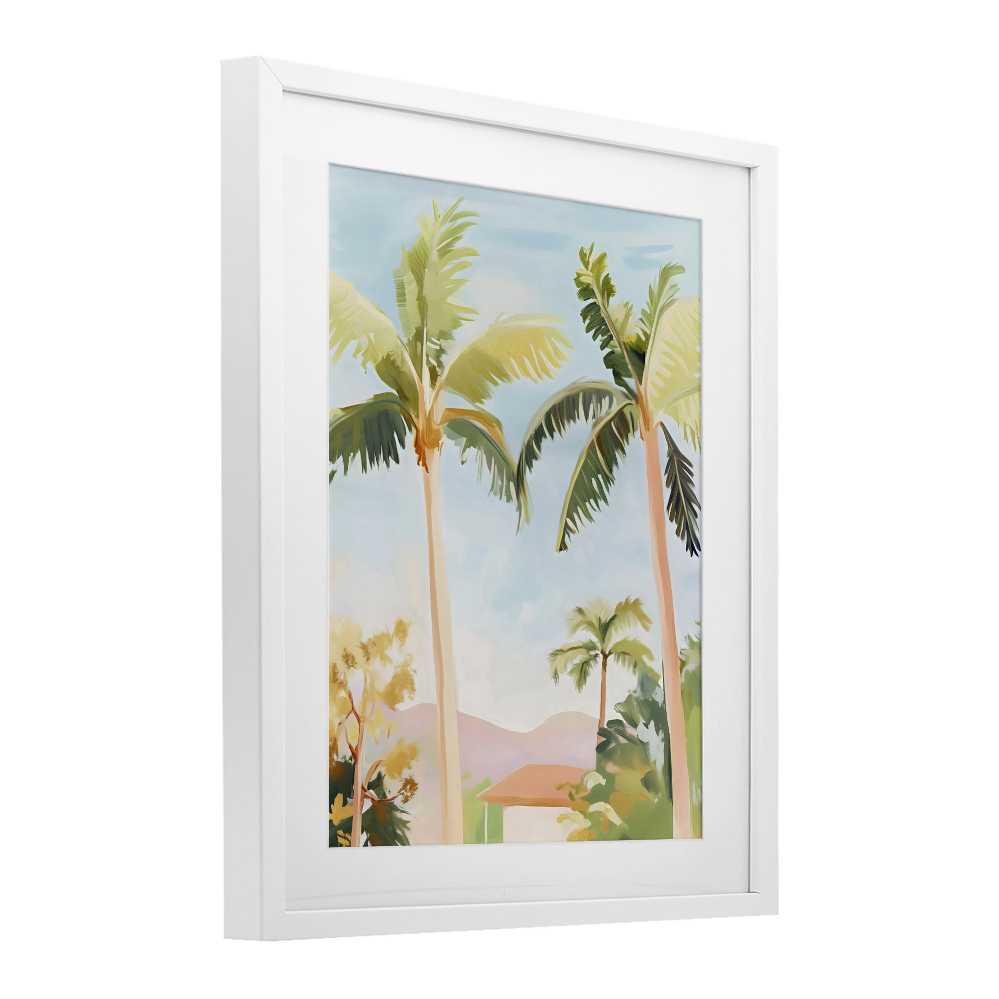 Stupell Industries Rising Above Tropical Palms White Framed Print Under Glass, design by The Prints Vibe
