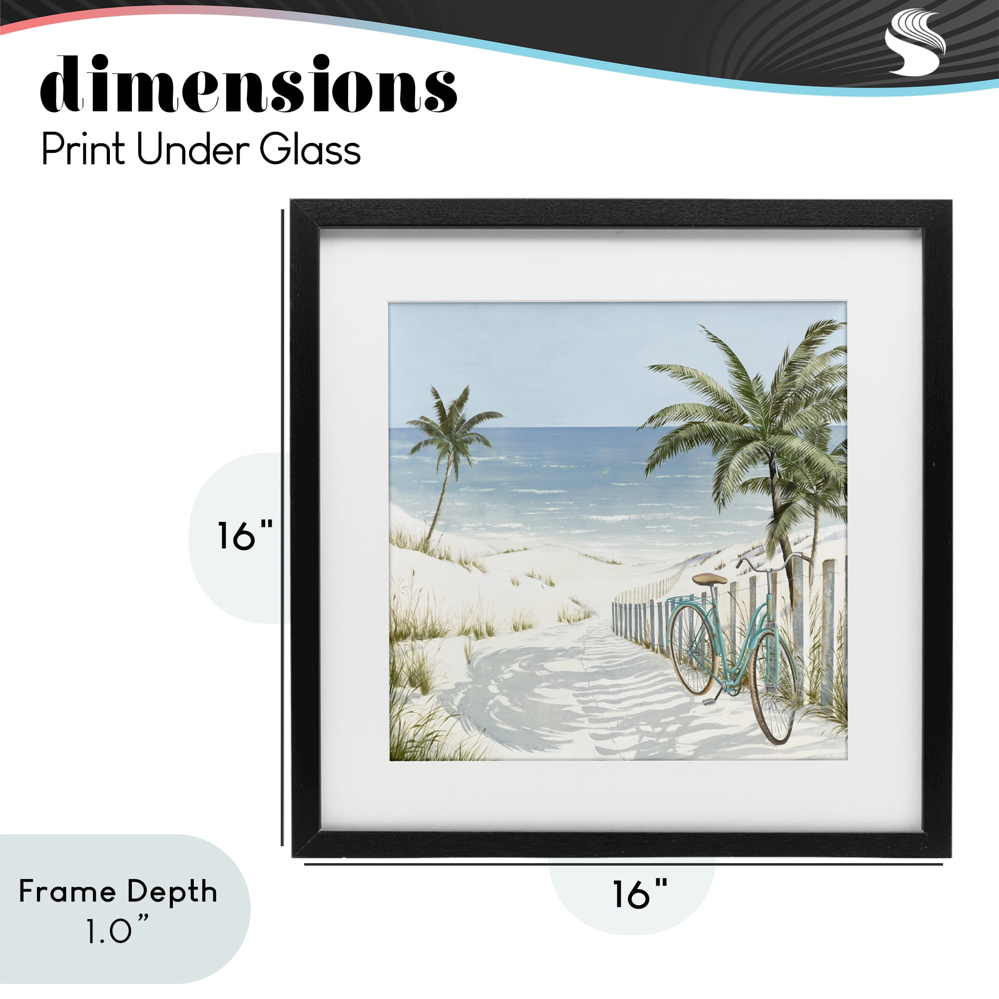 Stupell Industries Beach Bike Coastal Scene Black Framed Print Under Glass, design by Lorenzo Collective