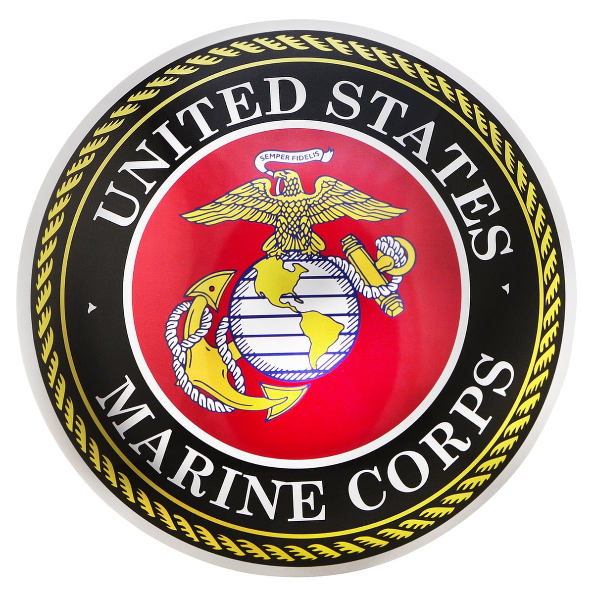 US Marine Corps Tin Metal Round Dome Button Sign USMC Emblem Home Bar