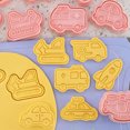 thumbnail image 5 of Juego de moldes para vehículos, 8 piezas, moldes para galletas en relieve con estampado de vehículos, adecuados para fiestas de cumpleaños infantiles, 5 of 5