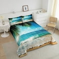thumbnail image 4 of Erosebridal Blue Hawaiian Beach Bedding Sets Full with Comforter,Summer Holiday Duvet Insert,Ocean Decor,Reversible,3pcs, 4 of 8