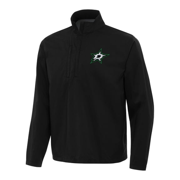 Men's Antigua Black Dallas Stars Brisk Quarter-Zip Windbreaker