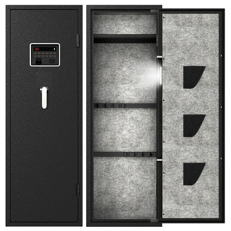 7-8 Biometric Gun Safe Rifle for Home Fingerprint Gun Safes for Rifles and Pistols Quick Access Gun Cabinets for Rifles and Shotguns with Upgraded LED Light and LCD Screen
