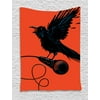 Indie Tapestry, Raven is Holding a Microphone Rock Music Theme Festival Party Gothic Singer, Wall Hanging for Bedroom Living Room Dorm Decor, 40W X 60L Inches, Orange Black Blue, by Ambesonne