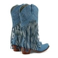 thumbnail image 6 of Denim Wide Calf Boots for Women Trendy Fringe Western Mid Calf Boots Square Toe Heeled Long Booties, 6 of 6
