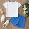 thumbnail image 6 of Toddler Boys Short Sleeve Cartoon Prints T Shirt Tops Shorts Child Kids Gentleman Outfits, 6 of 8