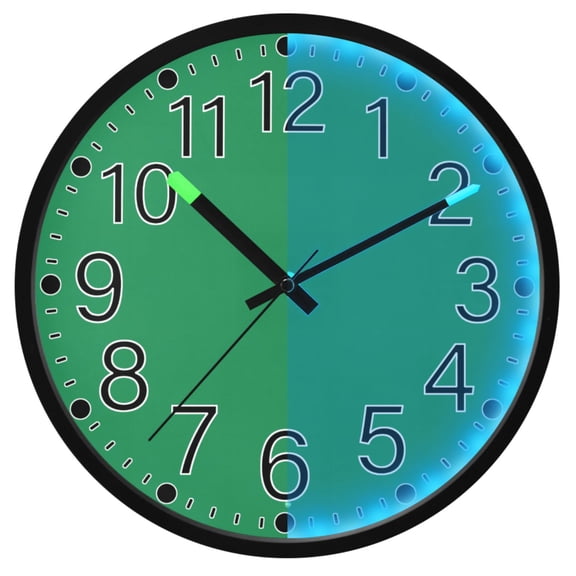 Ryvnso Teal Green 12 Inch Night Light Wall Clock Silent Battery Operated Luminous Clocks