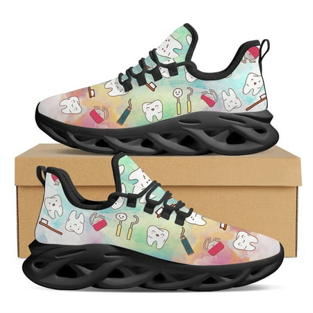 Doginthehole Funny Tooth Female Sneakers Cartoon Dental Fairy Breathable Vulcanized Shoes Toothbrush Bubble Kawaii Flats