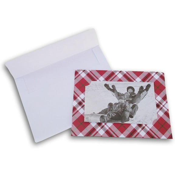 Gartner Photo Frame Note Cards for 5' x 3' Photos with Envelopes - Red Plaid - 7 X 5 Inches - 20 Count