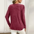 thumbnail image 5 of Womens Puff Sleeve Top, Yigetop Ladies' Casual Round Neck Bubble Sleeves Brushed Stripe Solid Color Top Long Sleeved T Shirt Dressy Blouses for Women Long Sleeve Wine XL, 5 of 8