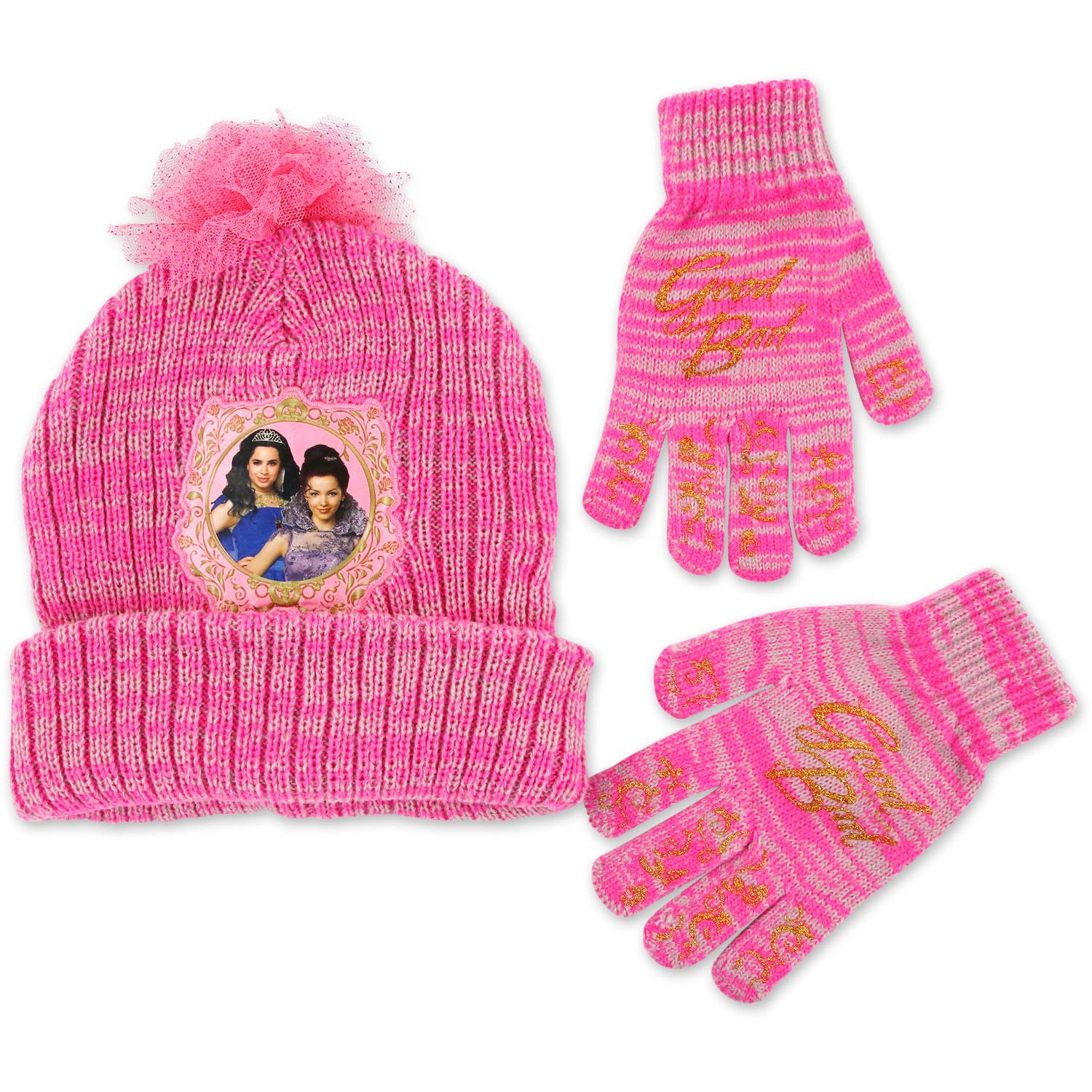 Descendants pink pom knit beanie hat 