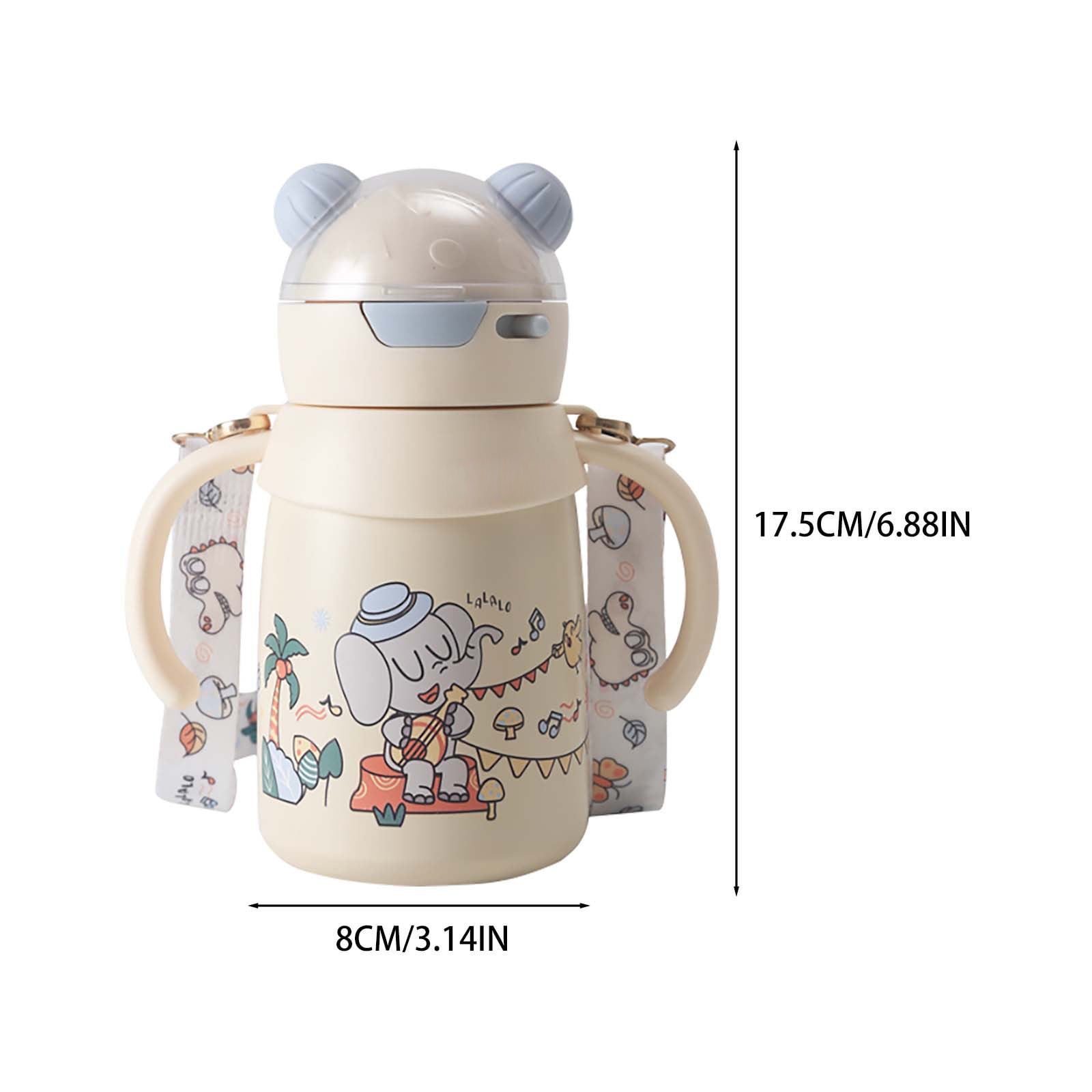 Dienrx Beige Insulated Stainless Steel Sippy Cup - Leak-Proof Toddler Tumbler with Handle | 316 Steel, Soft Straw for Youth, Daily Use, Outdoor, Parents, Caregivers