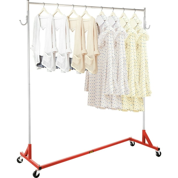 Vevor Z Rack Industrial Grade Base Garment Height Adjustable Rolling Sy Steel Clothing W Lockable Casters For Home Display Commercial Use Red Vevor Z Rack Industrial Grade Base, Z Garment Rack