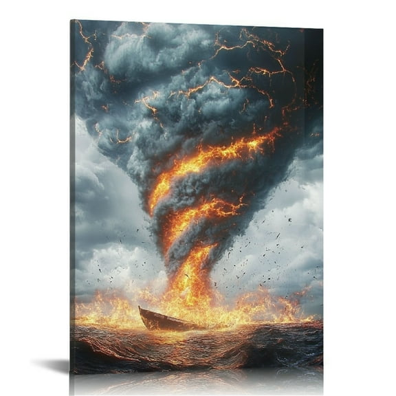 Patifu Tornado Clouds Boat Canvas Art Print for Living Room Bedroom Home Office Wall Decor 12x16 in