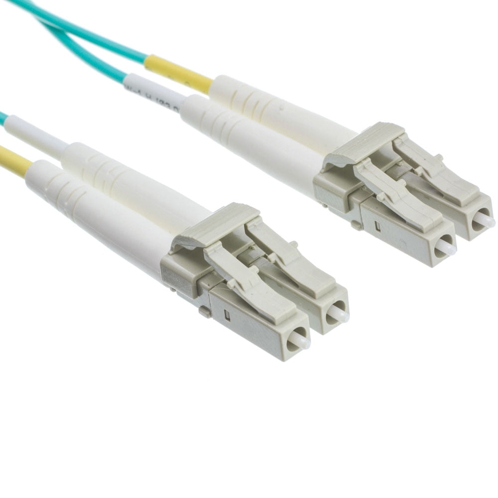 Offex 10 Gigabit Aqua OM4 Fiber Optic Cable, LC / LC, Multimode, Duplex