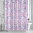 thumbnail image 2 of Pink Boho Shower Curtain for Bathroom, Vintage Leaf Abstract Flower Branch Pattern Waterproof Cloth Fabric Bathroom Accessories Set with 12 Rust Proof Plastic Hooks, 36"x72", 2 of 9