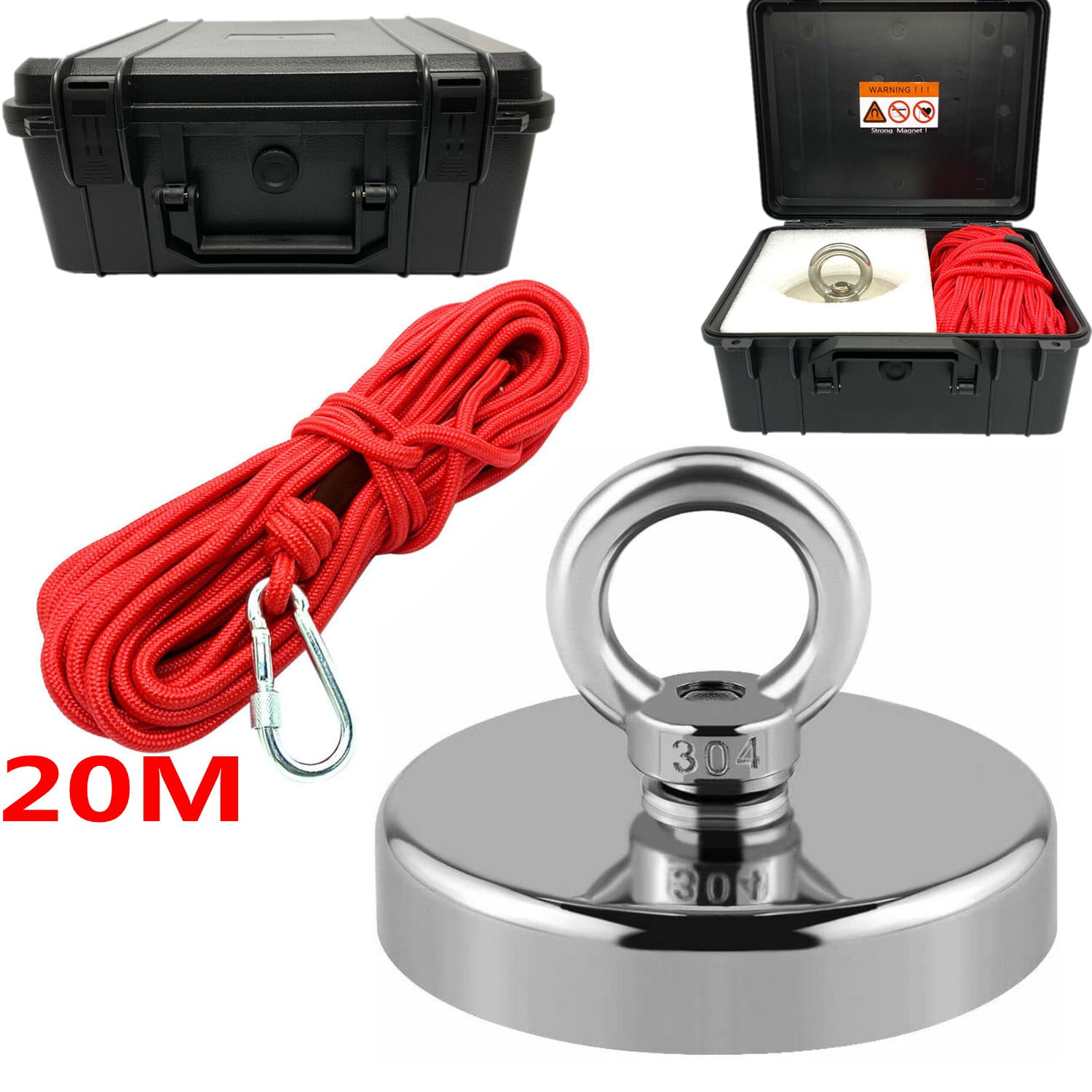 1300LBS Fishing Magnet Kit Strong Neodymium Pull Force Treasure Hunt W/or Rope 