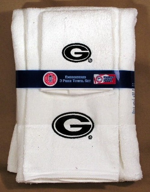 Georgia Bulldogs 3 PC Embroidered White Bath Towel Set ...