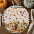 thumbnail image 2 of Fall Round Placemats Set of 4 Pumpkin Squirrel Place Mats Thanksgiving Woven Placemat Sunflower Maple Leaves Black Plaid Linen Circle Braided Table Mat for Kitchen Dining Table Party Decor 15 Inch, 2 of 9