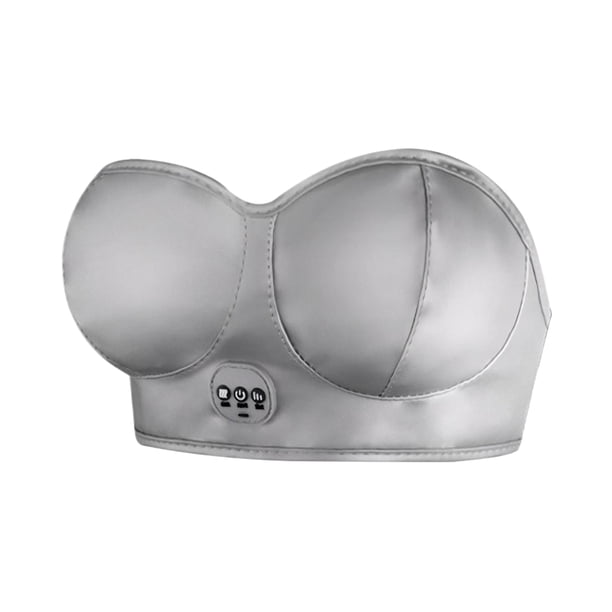 Vogacara Sujetador de masaje de senos Realce natural para relajación femenina Aumento de senos Aumento de senos Ayudas para vestirse con gancho de botón Gris plata Versión enchufable