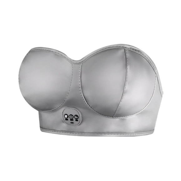 Vogacara Sujetador de masaje de senos Realce natural para relajación femenina Aumento de senos Aumento de senos Ayudas para vestirse con gancho de botón Gris plata Versión enchufable