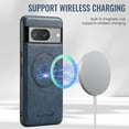 thumbnail image 2 of Magnetic Phone Case for Google Pixel 8, Classic Business Shockproof Protective Compatible with MagSafe Charging PU Leather Back Case for Men Women for Google Pixel 8 - Blue, 2 of 7