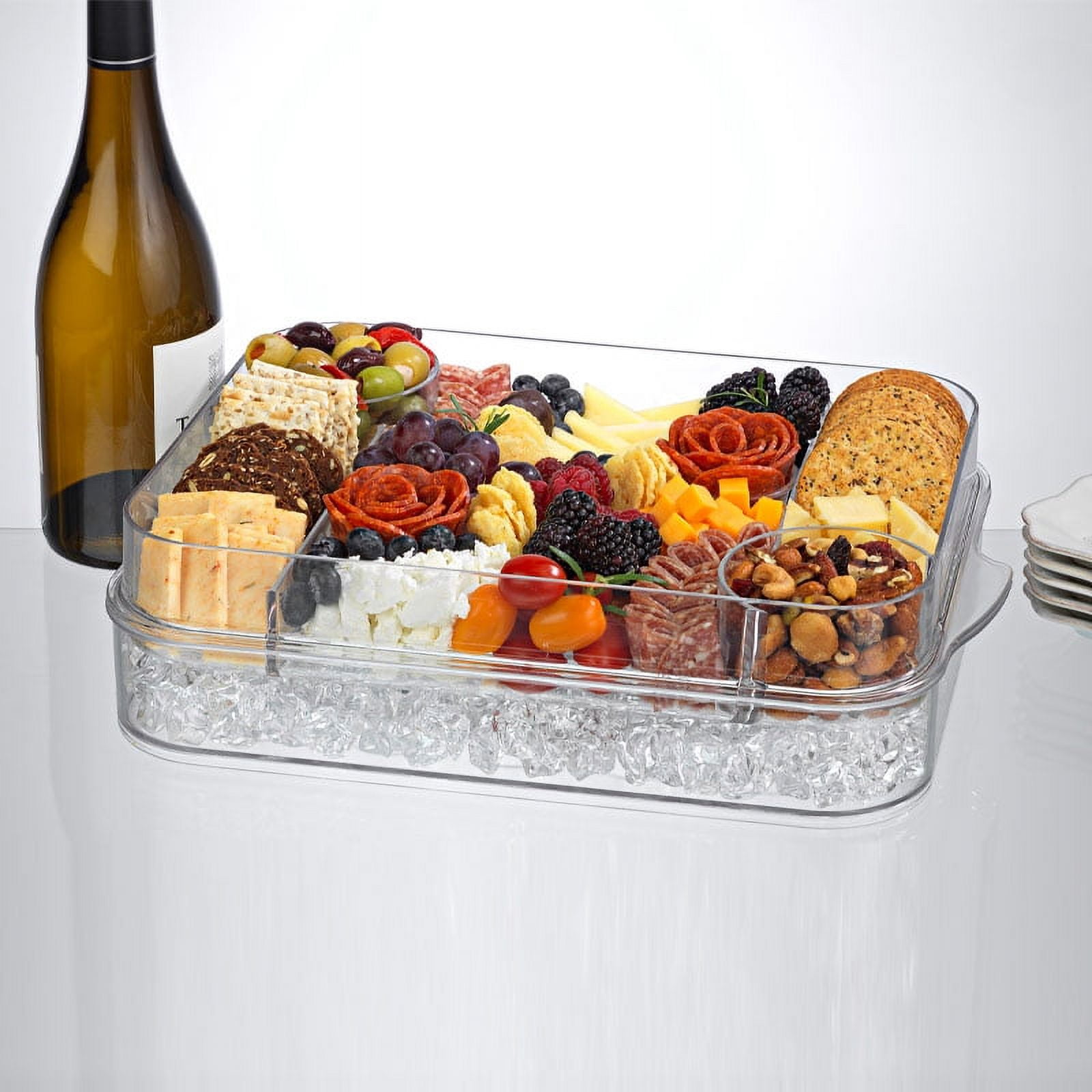 Prodyne Charcuterie On Ice & Deviled Eggs On Ice Platter 2 Piece Serveware Set, 16.5"L x 11"W x 4"H, Clear