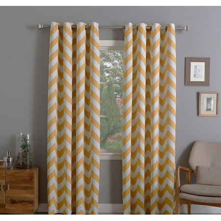 Chevron Thick Heavy Micro Soft Grommet Thermal Insulated 100% Sun Blackout Curtain Panel 54