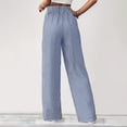 thumbnail image 4 of Delconic Women’s Striped High Waist Loose Fit Casual Pants with Elastic Waistband and Drawstring Relaxed Straight Leg Trousers Blue M, 4 of 4