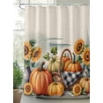 thumbnail image 2 of Fsddascl Orange Pumpkin Fall Shower Curtain Set - 48" x 72" Washable Bathtub Curtain with 12 Hooks, Sunflower Thanksgiving Botanical Farmhouse Waterproof Fabric Stall Shower Curtains for Bathroom, 2 of 6