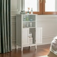 thumbnail image 2 of White Bathroom Storage Cabinet with 2 Doors and 2 Open Shelves for Bedroom, Bathroom, and Vanity, 2 of 6