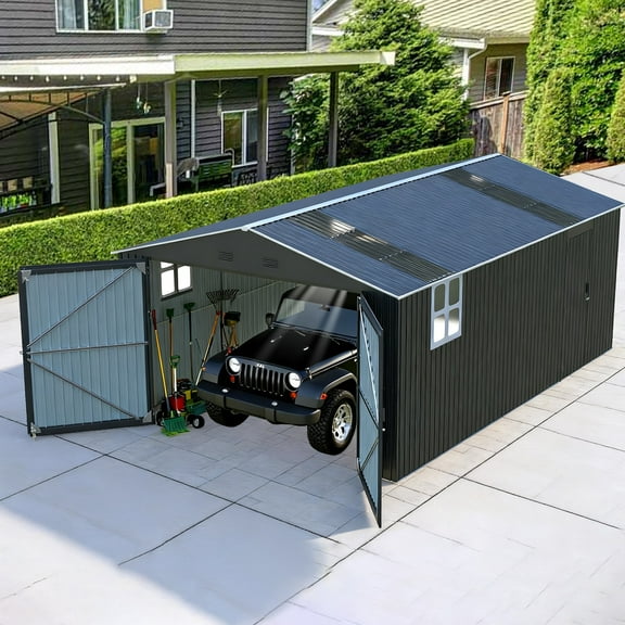 13x20FT Outdoor Storage Shed,Large Metal Garage Shed with 2Windows&Lockable Door