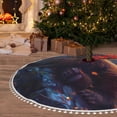 thumbnail image 6 of Rocae Lazy Stone Bear for Christmas Tree Skirt with Pom Pom Trim for Holiday Party for Holiday Home Decor Indoor Outdoor-36", 6 of 7