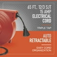 thumbnail image 3 of Ironton Retractable Extension Cord Reel with Triple Tap, 65ft., 12/3 SJT, 15 Amps, 3 of 4