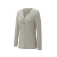 thumbnail image 2 of Arvbitana Women's Lightweight Knit Tops Solid Color Long Sleeve V-neck Ribbed T-shirt Ladies Casual Button Shirt Streetwear, 2 of 8