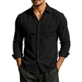 thumbnail image 2 of thefmos Men's Long Sleeve Button Down Shirt Fall Winter Spring Casual Basic Collared Top Loose Fit Everyday Wear Office Work Outfits, Black XL, 2 of 5