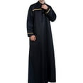 thumbnail image 4 of KIHOUT Clearance Men's and Big Men's Long Sleeve Shirt Standing Neck Pocket Long Shirt Muslim Robe Arab Middle Robe Long Style Embroidered, 4 of 9