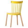 thumbnail image 3 of Fabulaxe Modern Plastic Dining Chair Windsor Design with Beech Wood Legs, Yellow (Set of 1), 3 of 6