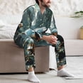 thumbnail image 7 of Fotbe Turtle In Jungle Waterfall Pattern Long Sleeve Pajama Set for Men,Sleepwear Set,2-piece Loungewear Set,Soft PJs Comfy Nightwear with Pockets-, 7 of 7