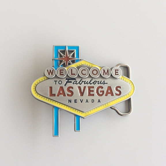 Vintage Enamel Nevada Las Vegas Sign Belt Buckle Gurtelschnalle