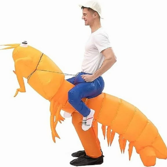 Inflatable Ride-On Shrimp Costume - Hilarious Seafood-Themed Outfit for Halloween, Parties & Events
