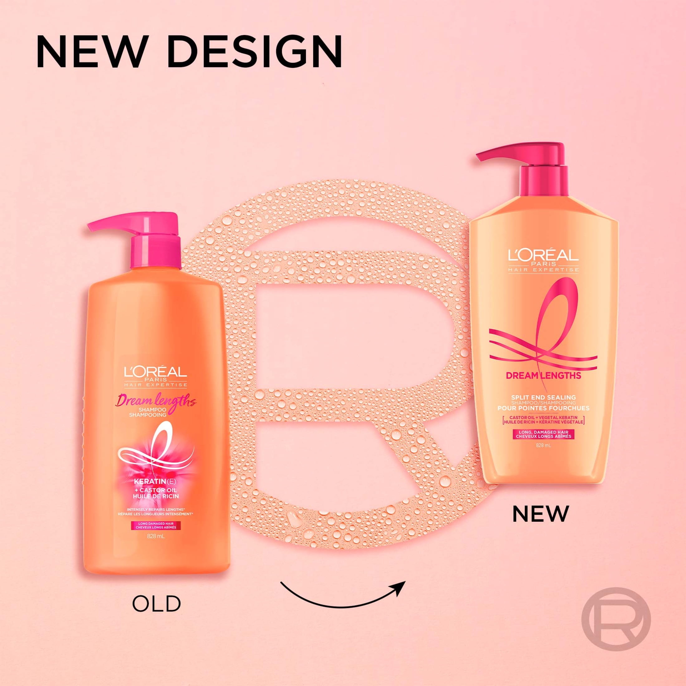 L'Oréal Paris Hair Expertise Dream Lengths Split End Sealing Shampoo, With Castor Oil and Vegetal Keratin for Long, Damaged Hair, 591ml