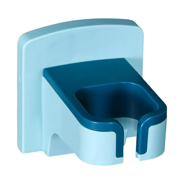 Soporte para secador de pelo, soporte de pared autoadhesivo, almacenamiento, organizador, soporte para secador de pelo sin perforación, estante para Azul